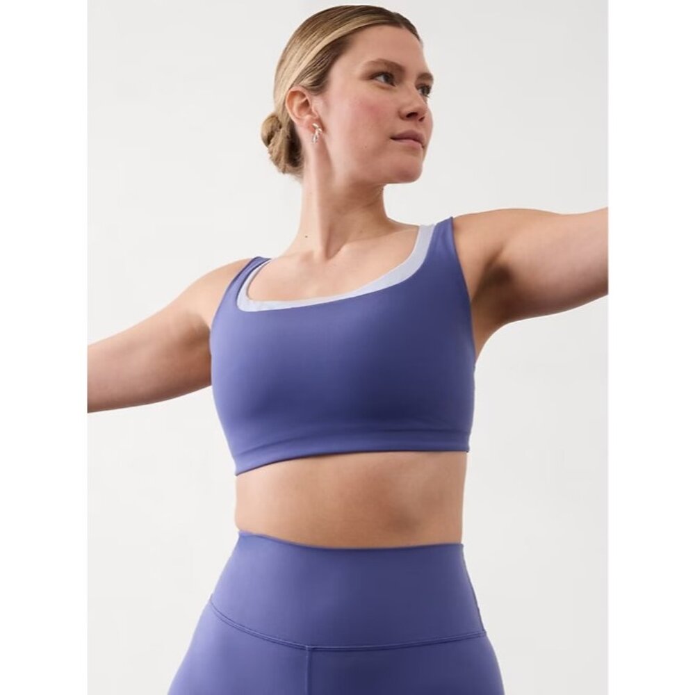 New Athleta M Double Up Sports Bra Medium Cup D-DD Dusk/Gossamer